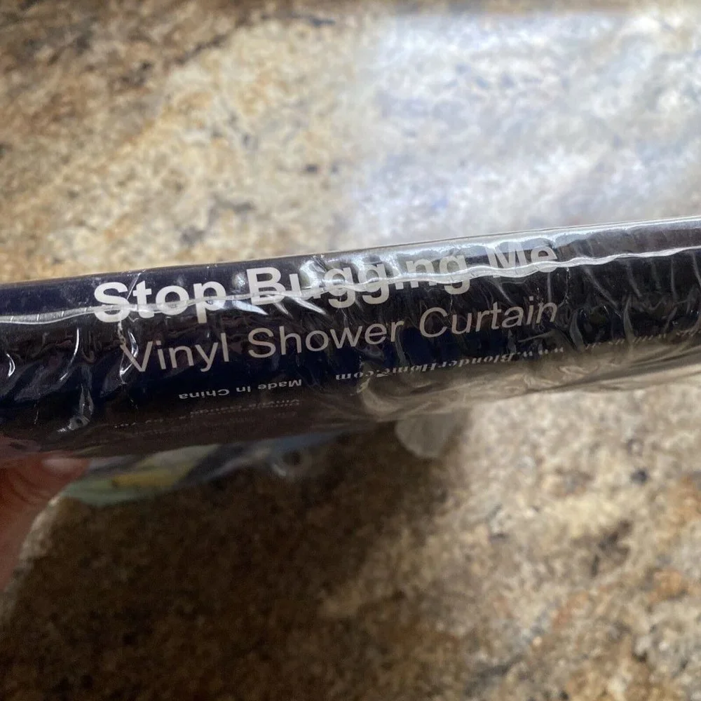 Expressions Stop Bugging Me Vinyl Shower Curtain 72X70in New